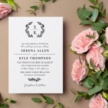 ブラックタイポグラフィローレルリースモノグラ結婚ムズイン