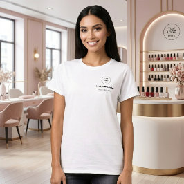 ブラックタイポグラフィー従業員名ビジネス ロゴサロン Tシャツ