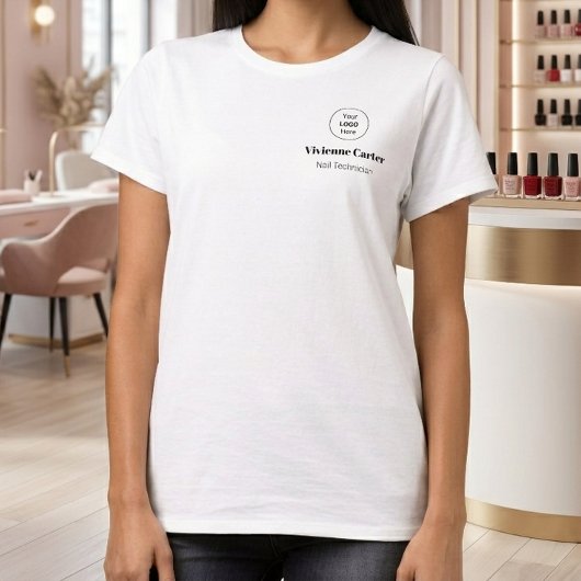 ブラックタイポグラフィー従業員名ビジネス ロゴサロン Tシャツ