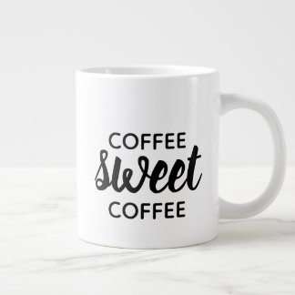 ブラックタイポグラフィー コーヒースイートコーヒー愛飲者 ジャンボコーヒーマグカップ