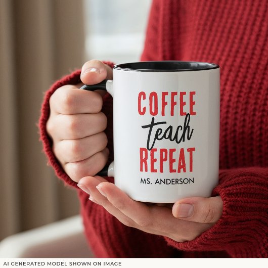 ブラックタイポグラフィー コーヒー先生の名入れデザイン マグカップ