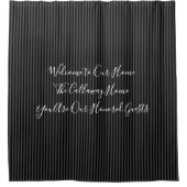 ブラックタイポグラフィ引用文ズパターンfor Guest Bath シャワーカーテン (正面)