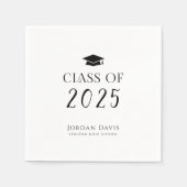 ブラックタイポグラフィ2025年卒モダン業 スタンダードカクテルナプキン (正面)