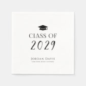 ブラックタイポグラフィ2025年卒モダン業 スタンダードカクテルナプキン (正面)
