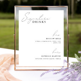 ブラックタイムレス書道署名ドリンク看板 ポスター