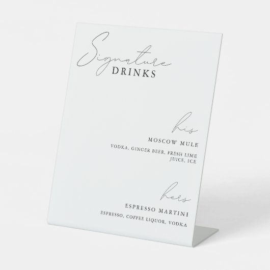 ブラックタイムレス書道署名ドリンク看板 台座サイン (正面)