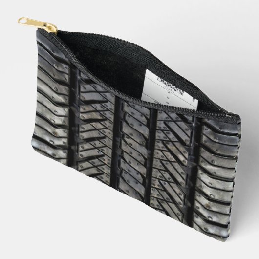 ブラックタイヤゴムデコ車のール アクセサリーポーチ (見開き)