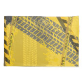 ブラックタイヤトラックトレース黄色の背面 枕カバー (裏面-左)