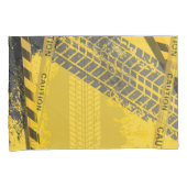 ブラックタイヤトラックトレース黄色の背面 枕カバー (正面右)