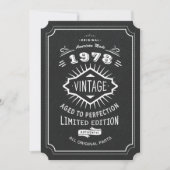 ブラックタイヴィンテージ40歳誕生日パーティー 招待状 (正面)
