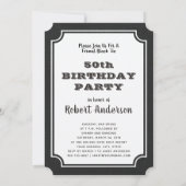 ブラックタイヴィンテージ40歳誕生日パーティー 招待状 (裏面)