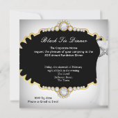 ブラックタイ企業のディナーパーティーホワイト金ゴールド 招待状 (裏面)