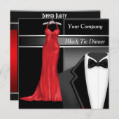 ブラックタイ企業のディナーパーティー 招待状 (正面/裏面)