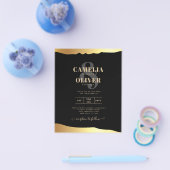 ブラックタイ結婚のゴールドフォイルスクリプトエレガントイベント チラシ (シングル)