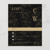 ブラックタイ結婚のテーマヴィンテージ金ゴールドダマスク (正面)