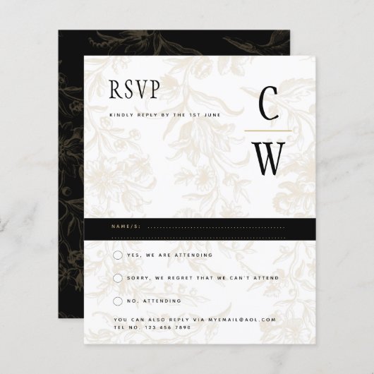 ブラックタイ結婚のテーマヴィンテージ金ゴールドダマスク (正面/裏面)