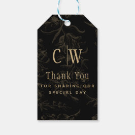 ブラックタイ結婚のテーマヴィンテージ金ゴールドダマスク ギフトタグ