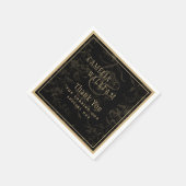 ブラックタイ結婚のテーマヴィンテージ金ゴールドダマスク スタンダードカクテルナプキン (角)