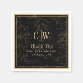 ブラックタイ結婚のテーマヴィンテージ金ゴールドダマスク スタンダードカクテルナプキン