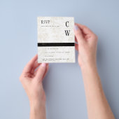 ブラックタイ結婚のテーマヴィンテージ金ゴールドダマスク チラシ (手)