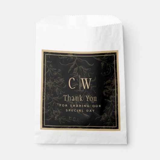 ブラックタイ結婚のテーマヴィンテージ金ゴールドダマスク フェイバーバッグ (正面)