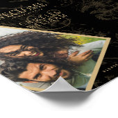 ブラックタイ結婚のテーマヴィンテージ金ゴールドダマスク ポスター (角)