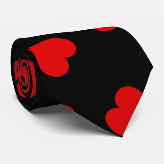 ブラックタイ赤いハート ネクタイ (ロール)