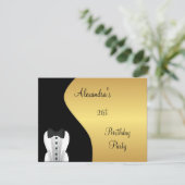 ブラックタイ21th誕生日パーティーブラック&金ゴールド 招待状 (スタンド正面)