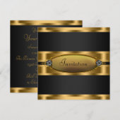 ブラックタイ ブラックゴールド パーティー招待状 招待状 (正面/裏面)