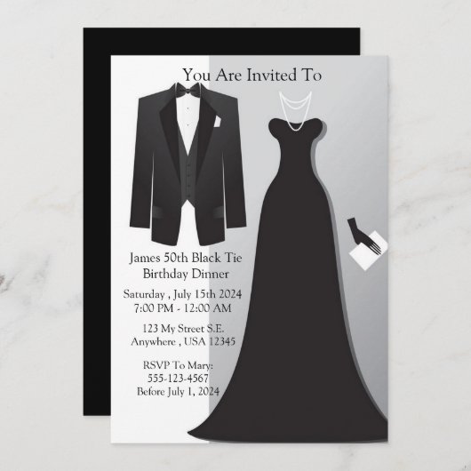 ブラックタイ 招待状 (正面/裏面)