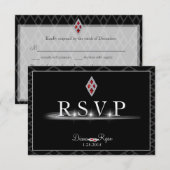 ブラックタイRSVPカード 出欠カード (正面/裏面)