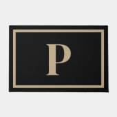 ブラックタエレガントンモノグラムイニシャルデザイン ドアマット (正面)