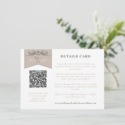 ブラックタエレガントンQRコード結婚のカード挿入 エンクロージャーカード (スタンド正面)