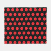 ブラックタオルに大きな赤い水玉模様 フリースブランケット (正面(横))