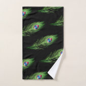 ブラックタオルセットのエキゾチックな孔雀の羽 バスタオルセット (ハンドタオル)