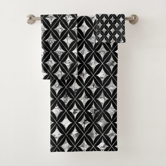 ブラックタオルセットのシルバーダイヤモンド バスタオルセット (インサイチュ)