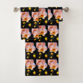 ブラックタオルセットの桃の蘭 バスタオルセット (インサイチュ)