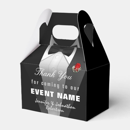 ブラックタキシードありがとう |ギフトボックス フェイバーボックス (正面サイド)