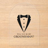 ブラックタキシードのスーツのグロムスマン提案 アクリル招待状 (正面)