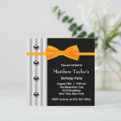 ブラックタキシードオレンジボウタイメンバースデーパーティー 招待状 (スタンド正面)