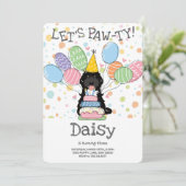 ブラックタキシードコックパプオカバプー犬の誕生日パーティー 招待状 (スタンド正面)