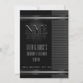 ブラックタキシードストライプ NYE フォーマル エレガント 招待状 (裏面)
