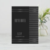 ブラックタキシードストライプNYEフォーマルエレガント招待状 招待状 (スタンド正面)