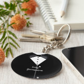 ブラックタキシードパーソナライズされたグロムスマン キーホルダー (側面)