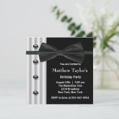 ブラックタキシードボウタイメンス誕生日パーティー 招待状 (スタンド正面)