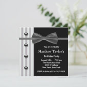 ブラックタキシードボウタイメンス誕生日パーティー 招待状 (スタンド正面)