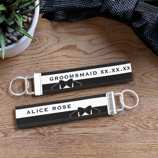 ブラックタキシードボウタイ結婚式の引き出物ブライダルパーティ リストバンドキーホルダー