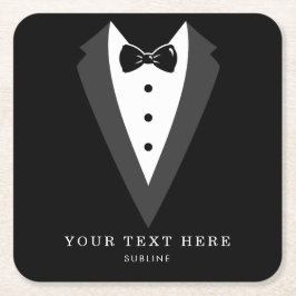 ブラックタキシード新郎グルーメンウェディングパーティー スクエアペーパーコースター