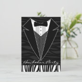 ブラックタキシード独身パーティーの招待状 招待状 (スタンド正面)