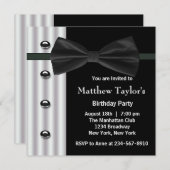 ブラックタキシード ボウタイ メンズ 誕生日パーティー 招待状 (正面/裏面)